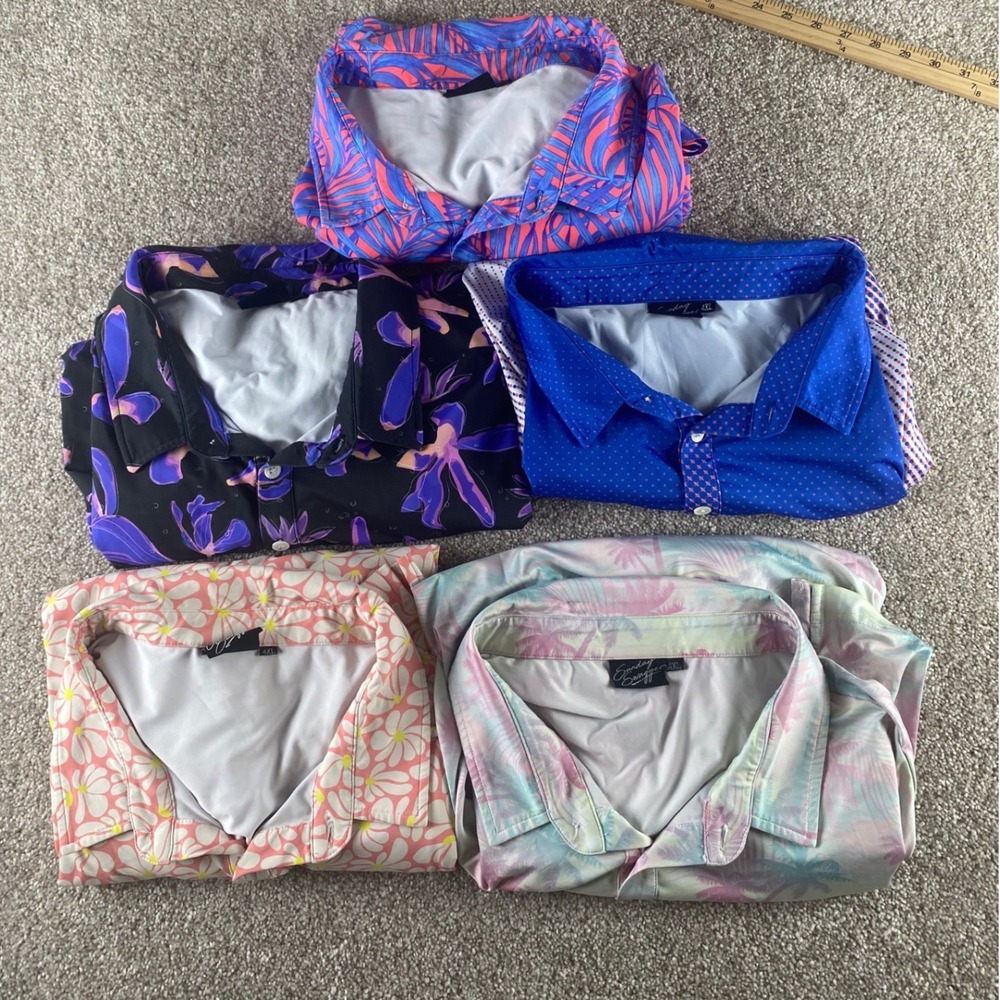 Lot of 5 Sunday Swagger Golf Polos Mens 4XL Tropical Floral Geometric Prints